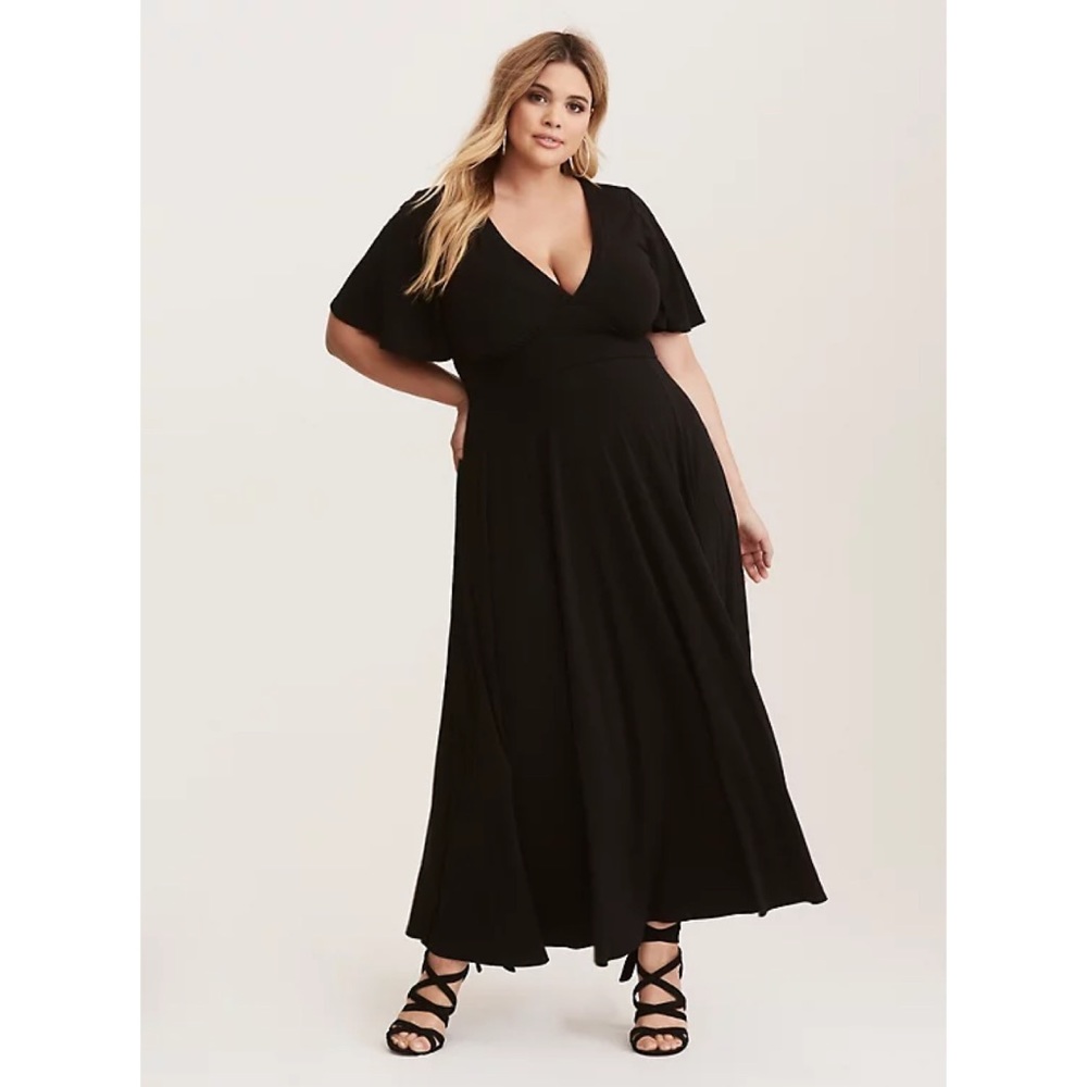 Torrid Flutter Sleeve Stretch Jersey Maxi Dress